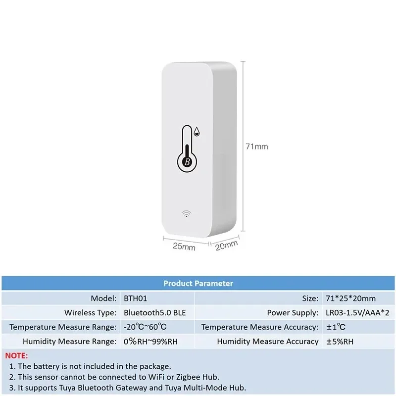 Tuya – capteur intelligent sans fil, température et humidité, Mini application Compatible Bluetooth, télécommande, thermomètre et hygromètre, 2