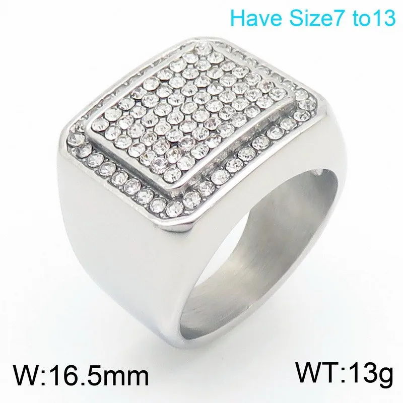 Kalen Herrenring, größer, quadratisch, hochwertig, mit CZ-Kristallen, Edelstahl, Schmuck, männlicher Charme, Fingerring, Damen-Accessoire – Detail 2