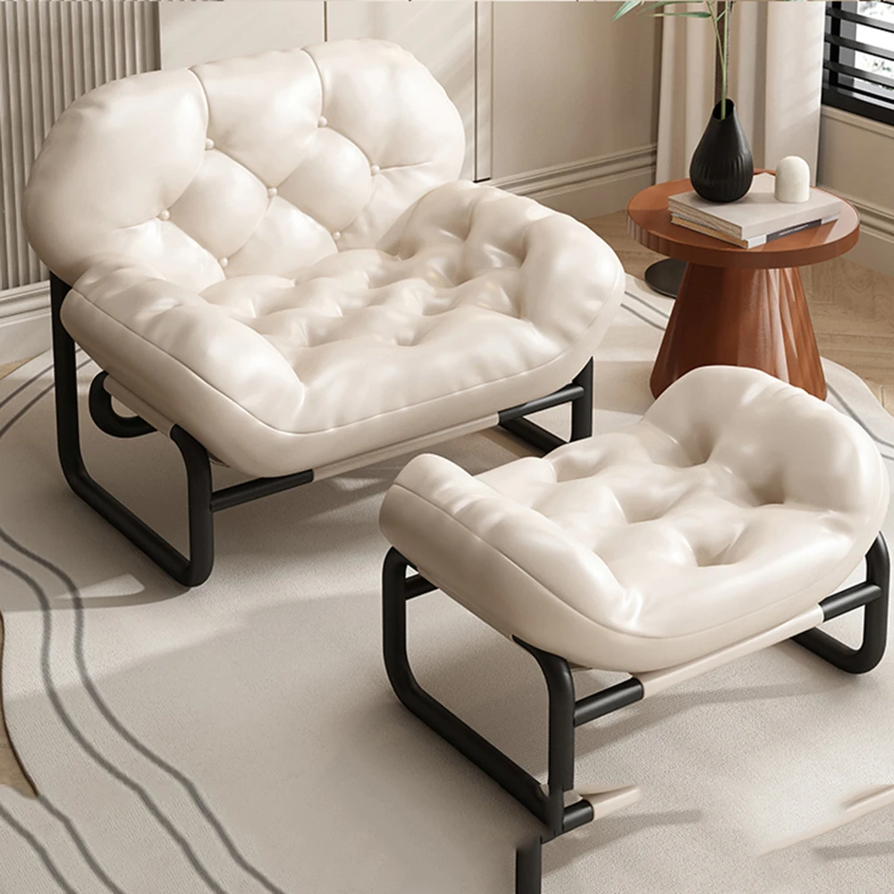 

Leather Arm Modern Chairs Footrest Balcon Kawaii White Room Single Sofa Chairs Relax Minimalist Meditation Sedia Furnitures