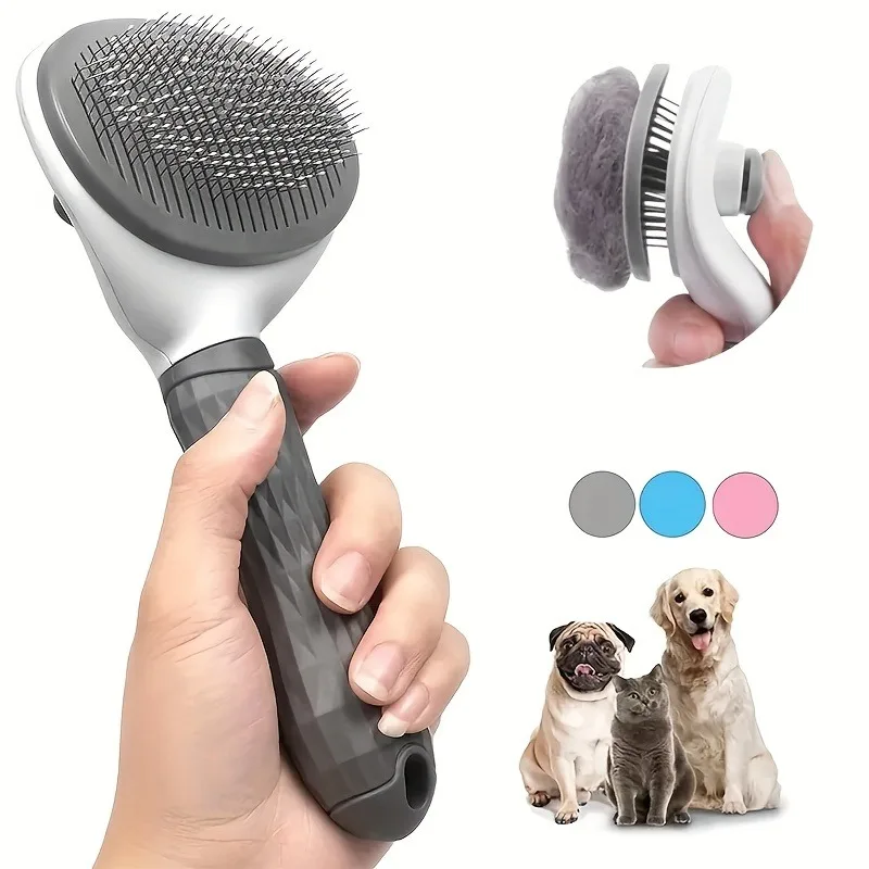 Pet Hair Removal Brush Dog Hair Comb Stainless Steel Automatic Hair Fading