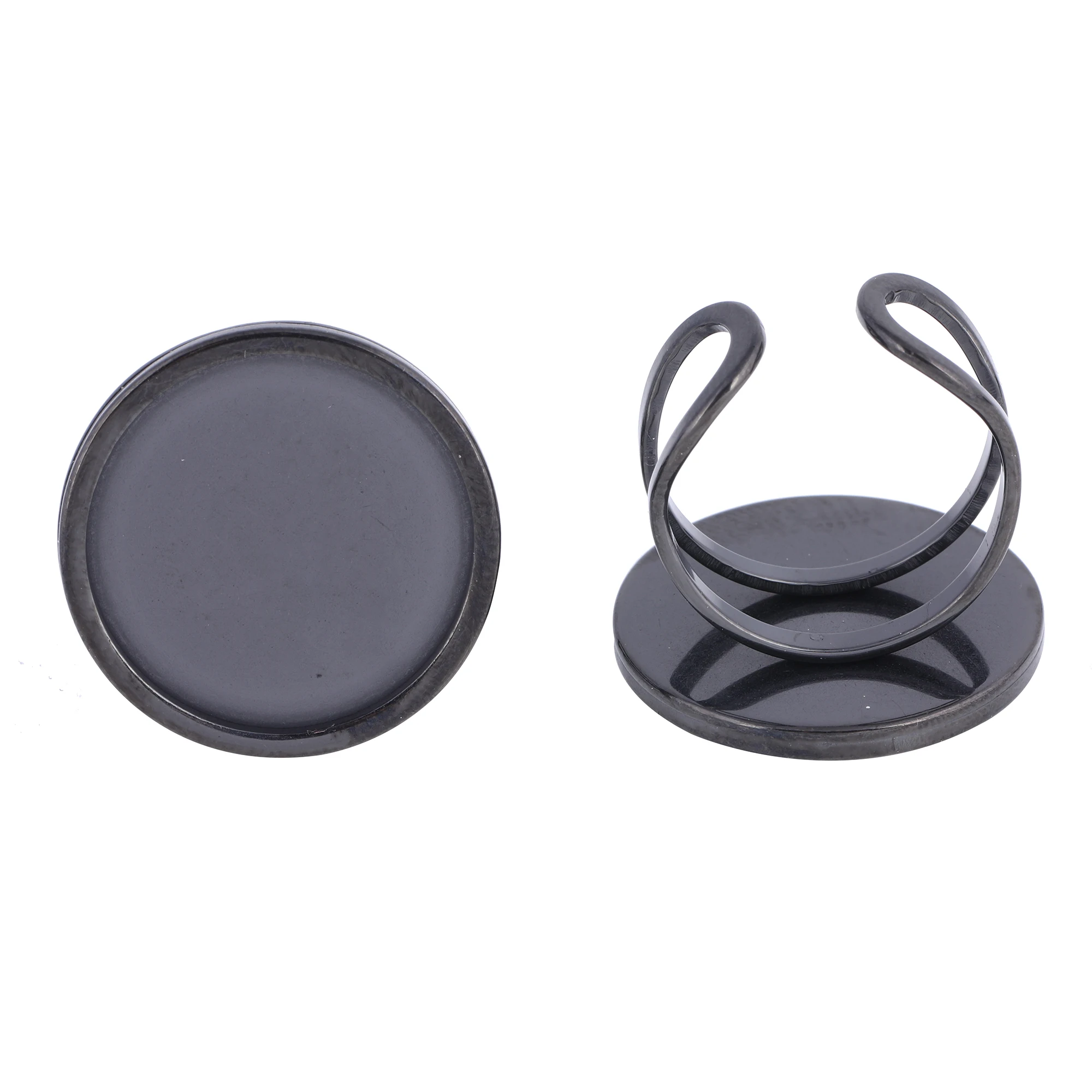 5pcs stainless steel black fit 20mm round cabochon ring base setting blanks diy fingerring bezels for jewelry making
