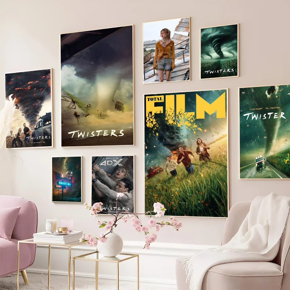 Twisters 2024 New Movie Anime Posters Sticky Decoracion Painting Wall Art White Kraft Paper Wall Decor