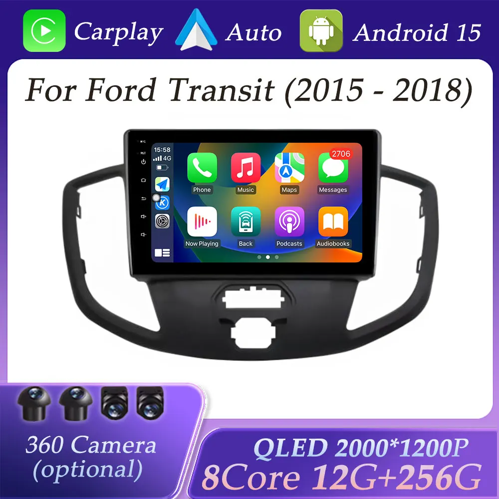 

CarPlay for Ford Transit 2015 -2018 DSP Stereo Car Video Audio Radio Multimedia Player GPS Navigation Autoradio QLED Screen BT