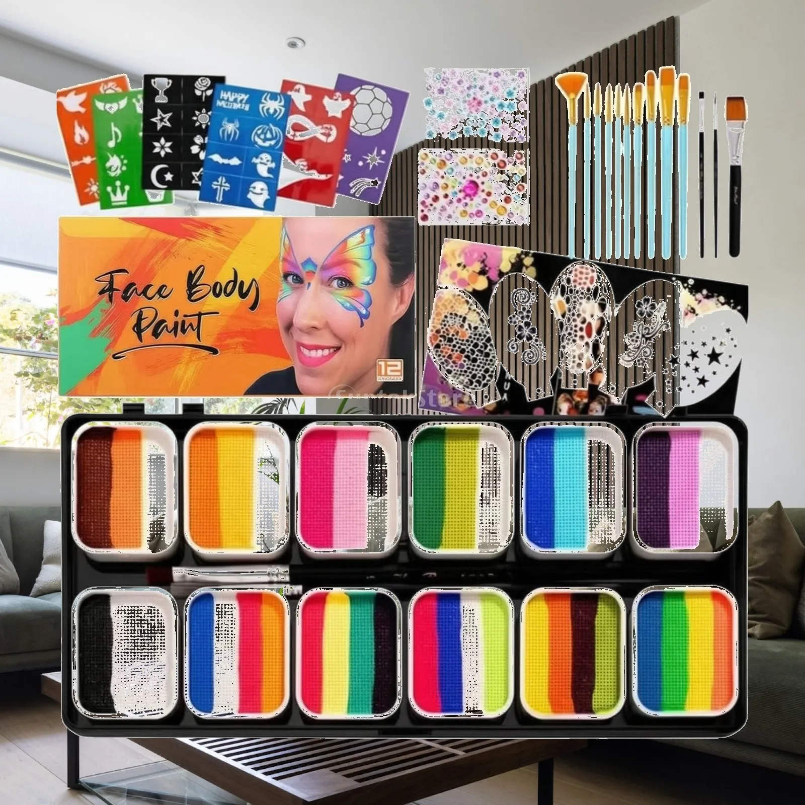 Body Brush - Face Paint Kit with Brushes and
