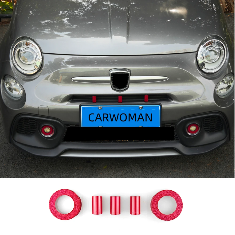 ABS Plastic Material Front Grill Trim Fog Lamp Surround Cover 5 Pieces Set Click On Type For Fiat Abarth 595 695 Series 3 08-16