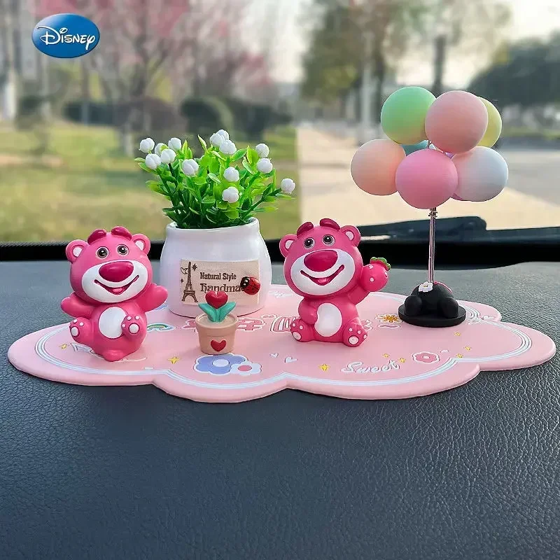 Disney Strawberry Bear Car Cartoon Doll Car Center Console Interior Decoration New Cute Girl  kawaii accessories