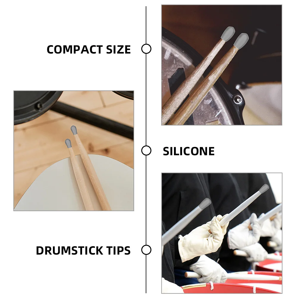 

20 Pcs Drumstick Protector Drumsticks Mutes Protective Case Pads Silent Practice Tips Silica Gel Replacement Dampeners