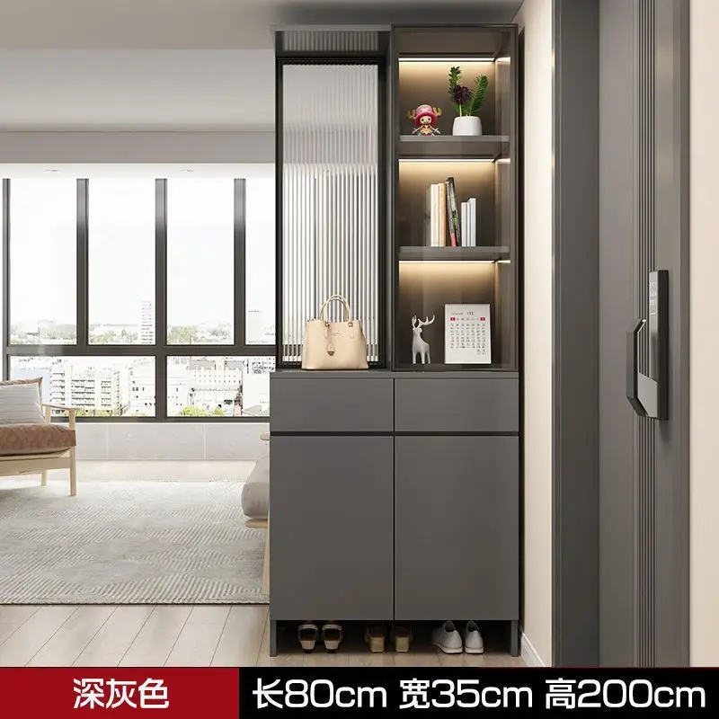 Armário de entrada para casa sapato madeira maciça pura integrada sala divisória tela de vidro