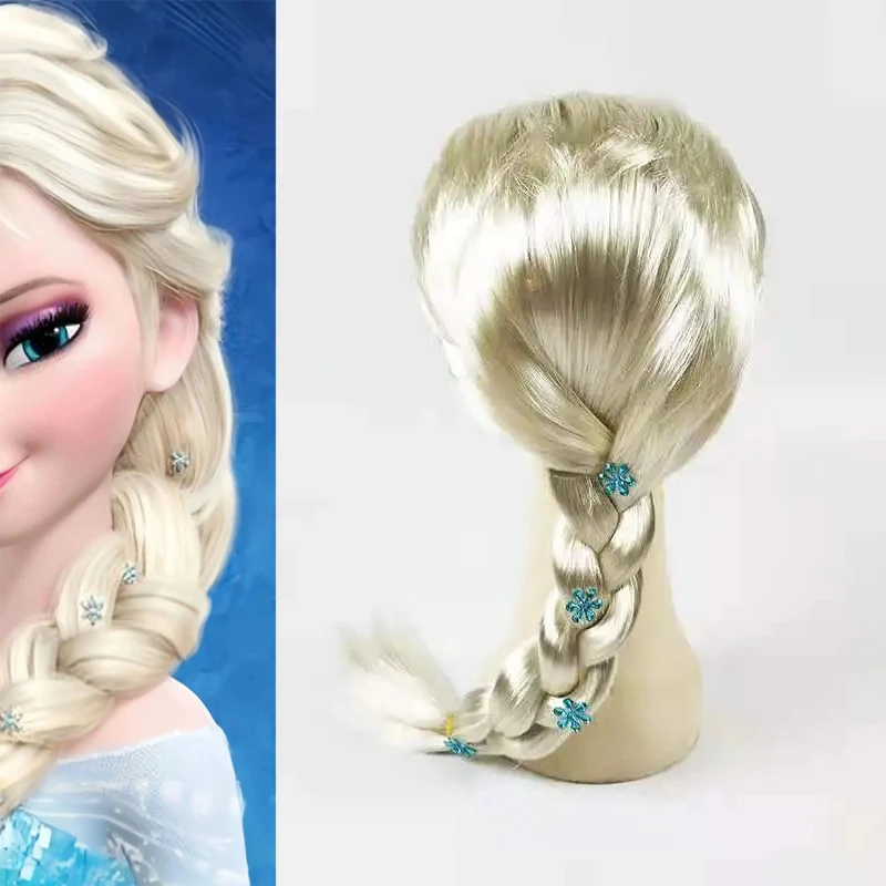 

Disney Frozen Elsa Cosplay Wig Hat Cute Snow Queen Dress Up Elsa Hair Cosplay Wigs Masquerade Party Cartoon Girls Children Gifts