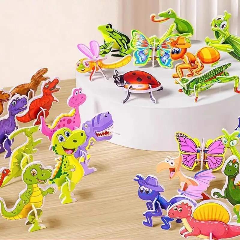 25pcs 3D Animals Foam Puzzle Educational Toys for Kids Birthday Party Favor Guest Gift Classroom Rewards Airplane Dinosaur