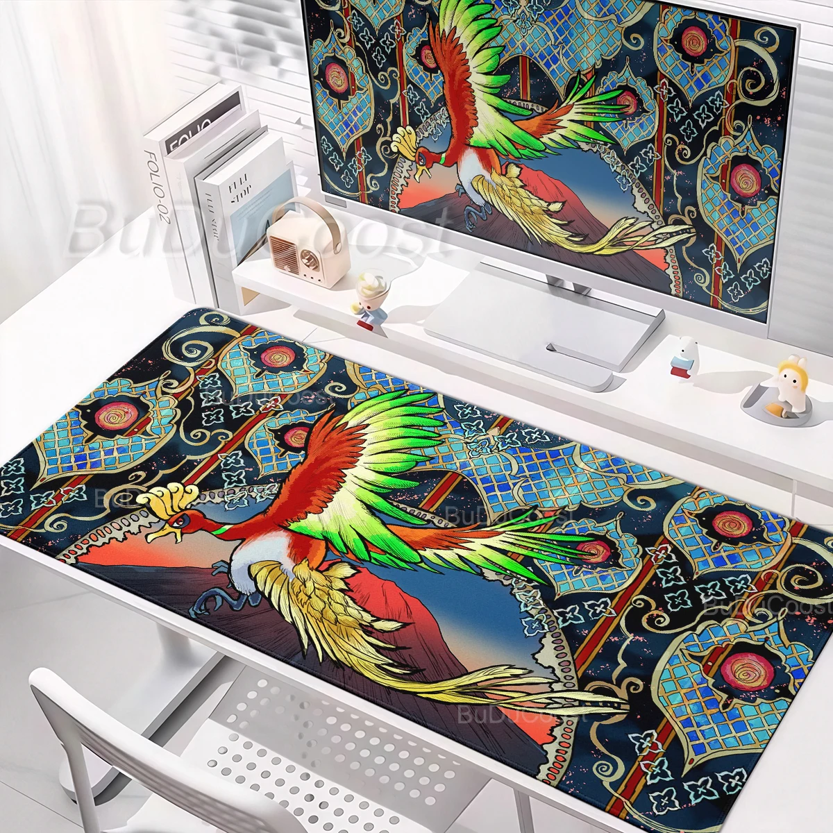 Ho-Oh Large Mouse Pad Pokemon Gamer Computer Desk Mat Keyboard Carpet Laptop Gaming Mousepad Office Accessories Rubber Play Pads