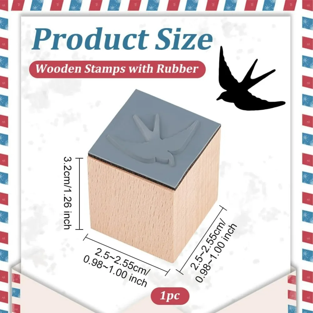 Swallow Wooden Rubber Stamp 1 Inch Bird Rubber Stamp Small Swallow Stamp Square Wooden Rubber for Scrapbooking