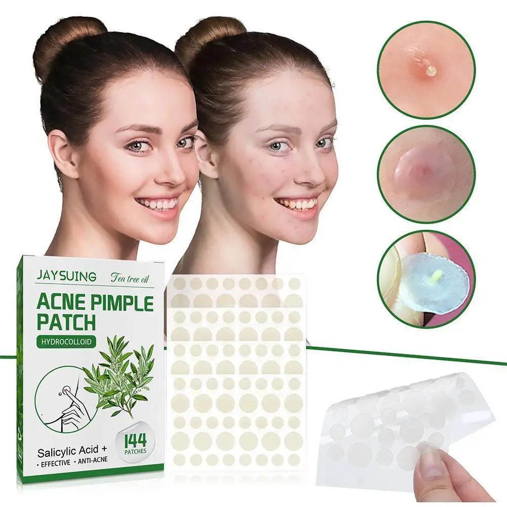 144Pcs Tea Tree Oil Acne Patch Acne Pimple Patches Translucent Hydrocolloid Salicylic For Inflamed Acne Improve Whiteheads