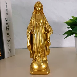 21.5cm złota dziewica Mary statuetki duża żywiczna Madonna rzeźba ozdoby świąteczne na ślub biuro prezent na Boże Narodzenie