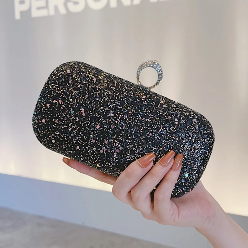 Glitter Sequined Mini Clutch, Elegant Evening Bag, Shoulder Crossbody Purse(7.2'' X 5.1'')