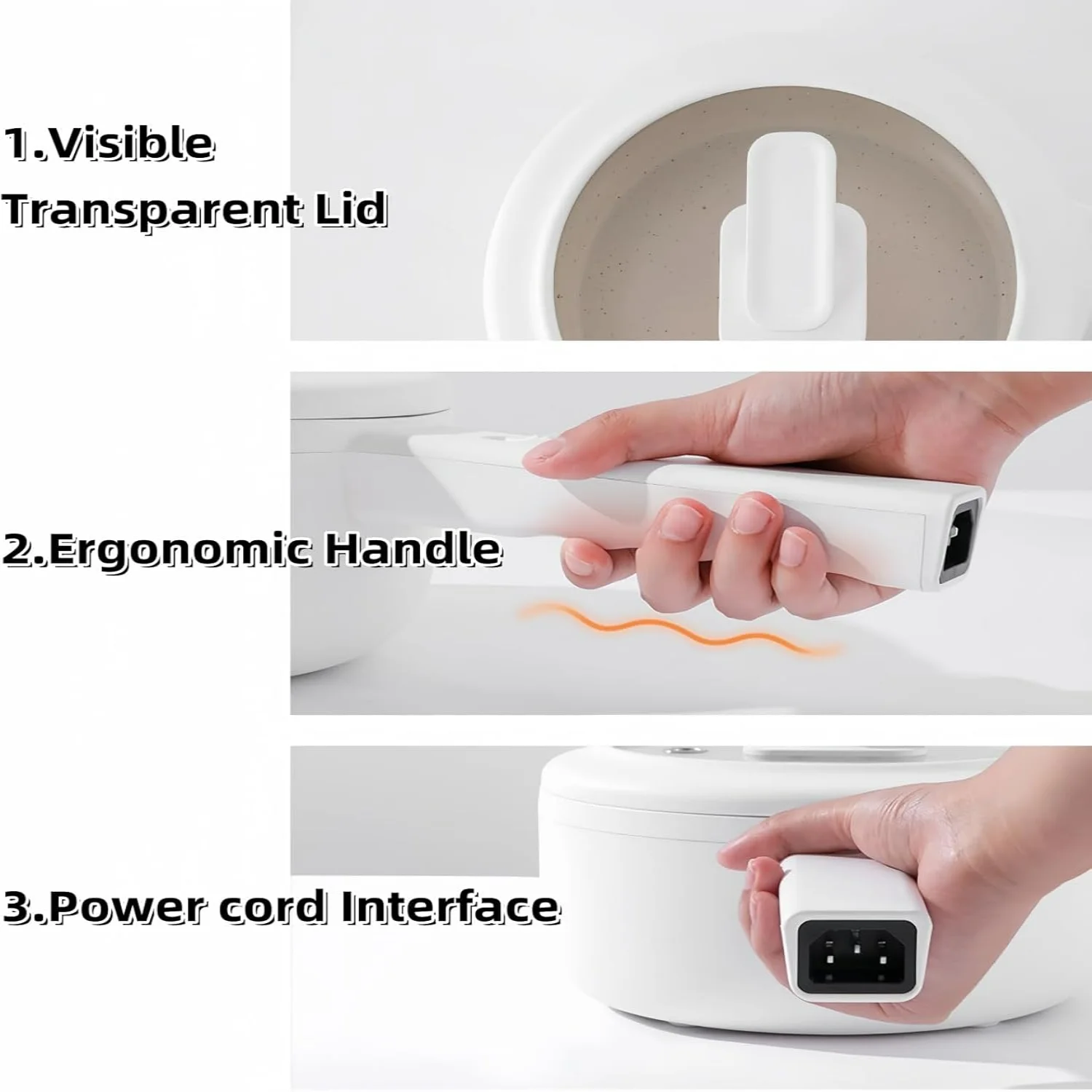 Padella antiaderente da 1,5 litri con potenza regolabile - Perfetta per bistecche, uova, ramen, farina d'avena - Ideale per dormitori universitari