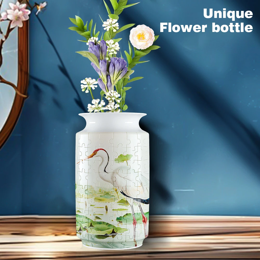 

3D ваза-головоломка для цветов, сделай сам, панда, синий и белый фарфор, трехмерная изогнутая пластиковая ваза из 162 предметов, украшение для дома