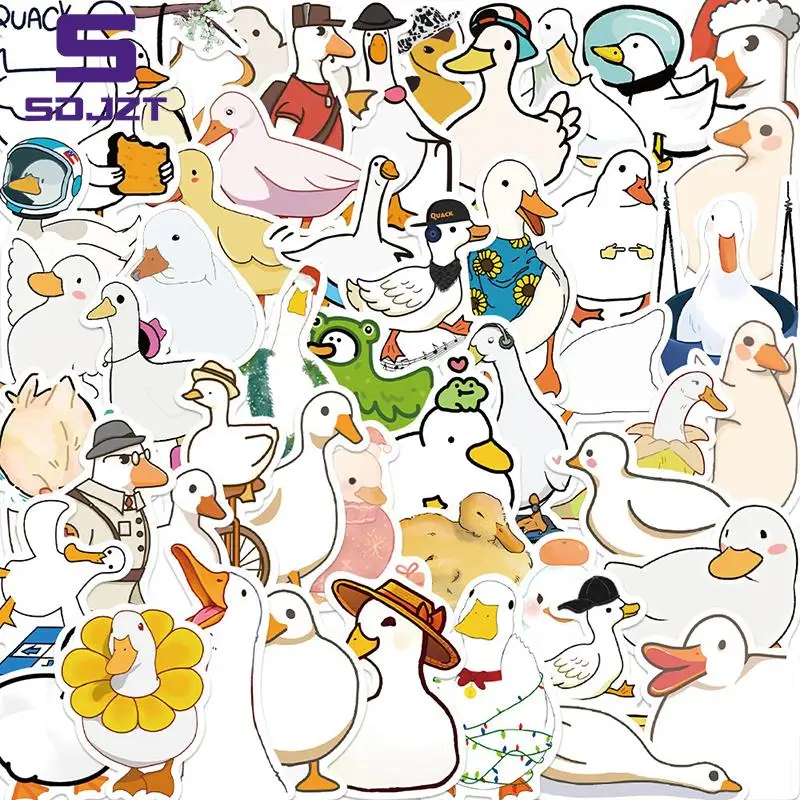 50 Pcs Cartoon Animal Cute Duck Graffiti Sticker Toy DIY Kids Scrapbook Phone Fridge Laptop Luggage Car Waterproof Sticker