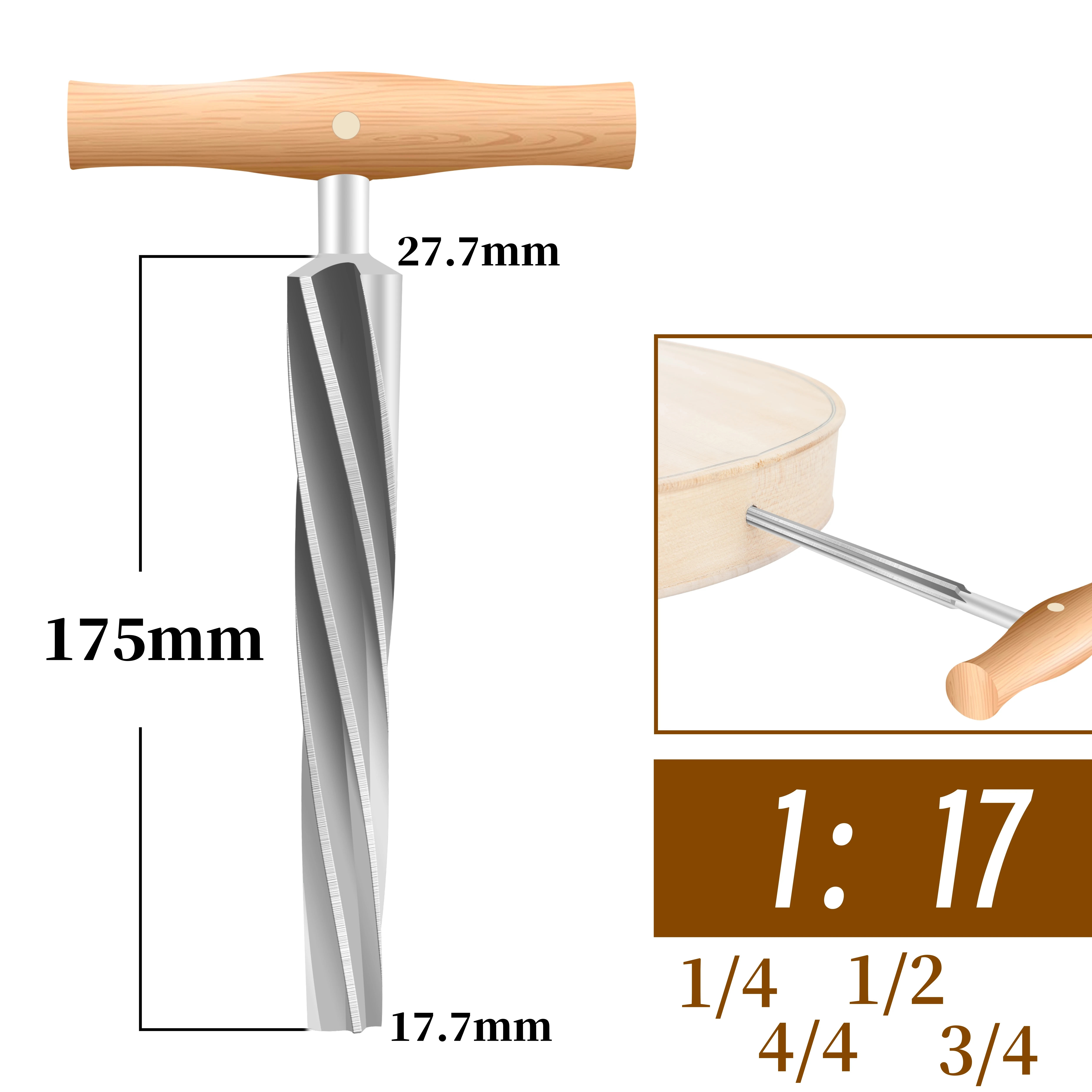 Violin Viola Cello peg Hole Reamer for 3/4 4/4 1/2 1/4 Cello