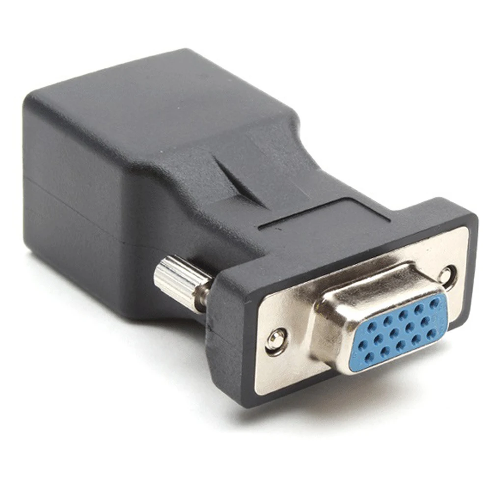 Ethernet RJ45 Female Connector to 15pin VGA Female Convertor VGA RGB HDB Extender to LAN CAT5 CAT6 RJ 45 Network Cable Adapter