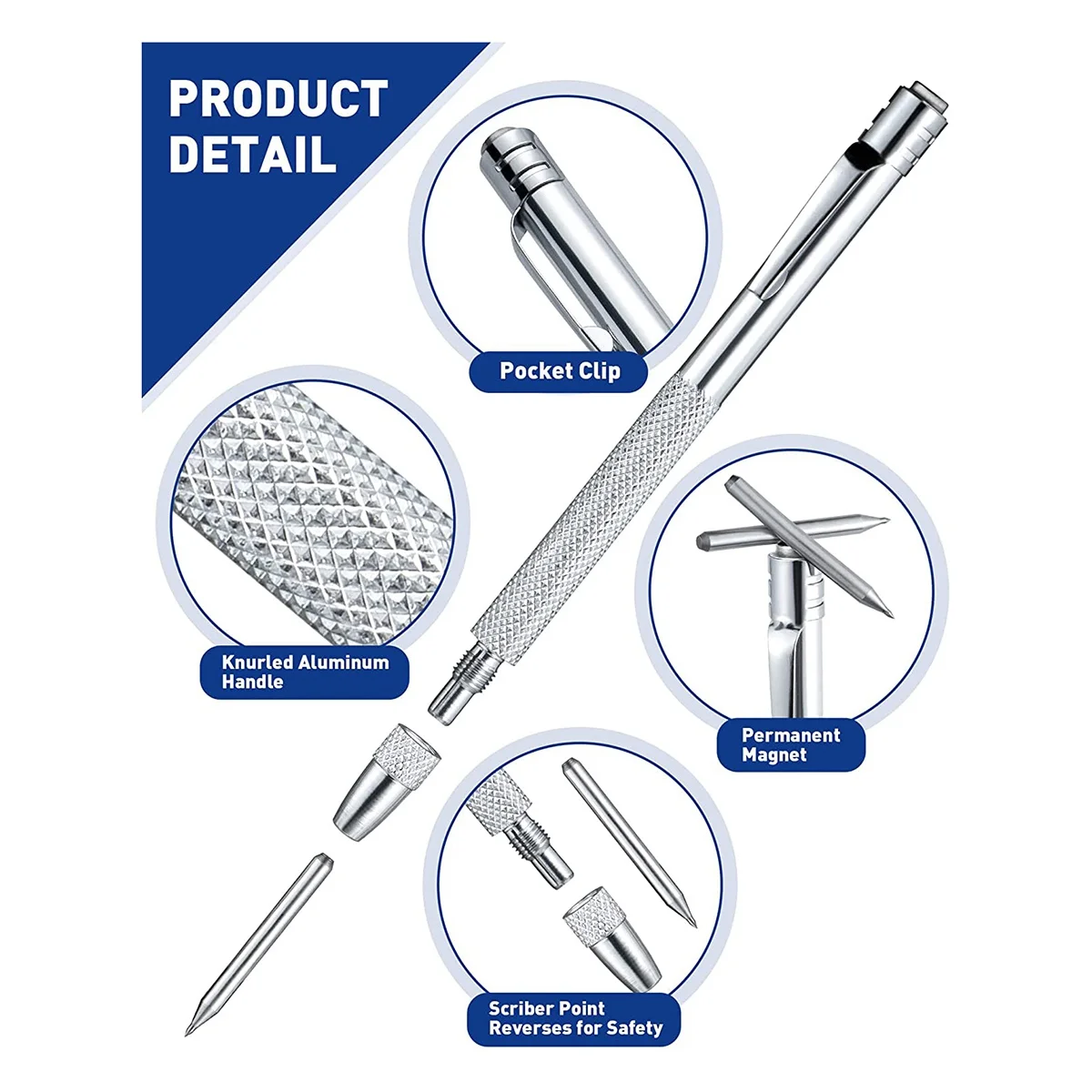 Metal Scribe, Replacement Marking Tip, Aluminium Engraving Pen for Glass/Ceramics/Metal Sheet