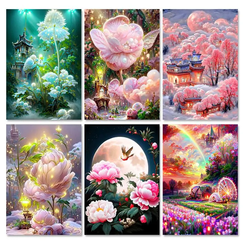 RUOPOTY Diamond Painting For Adults Kits Diamond Embroidery Rose Flower Art Gift Needlework Full Kits Round Diamond Drill 30x40c