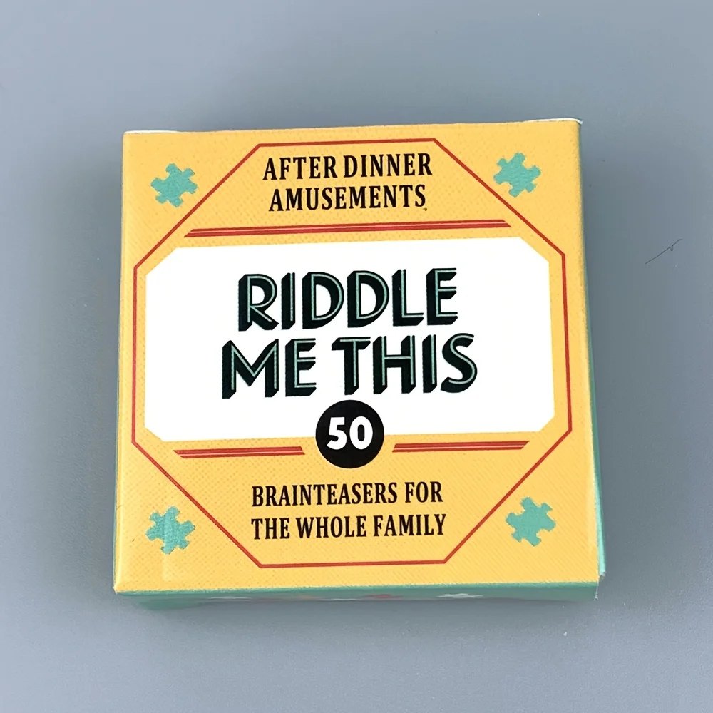 Riddle Me This 50-Karten-Mini-Box, Denksportaufgaben für das Abendessen, Halloween, Weihnachten, Spaß, langlebig, Karton, Familienspiel, Nacht