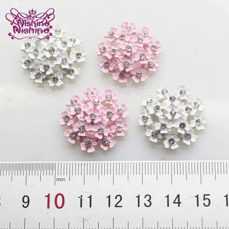 10pcs/lot 25MM Flower Alloy Button Special Shiny Rhinestone Diamond Buttons Wedding Decorative Jewelry Diy Hair Accessories