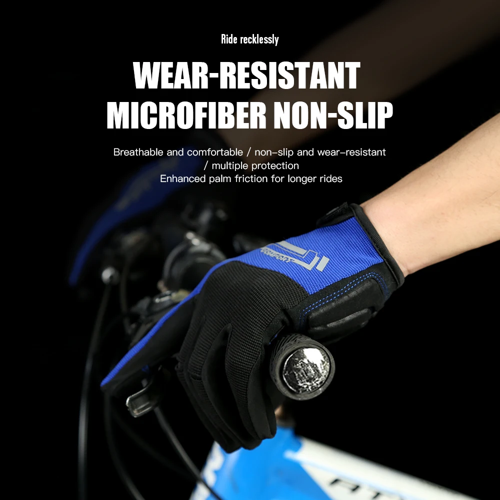 Outdoor Sports Bicycle Gloves Ultra-fine Fiber Wear-resistant Anti Sweat Anti Slip Breathable Touch Screen Riding Gloves