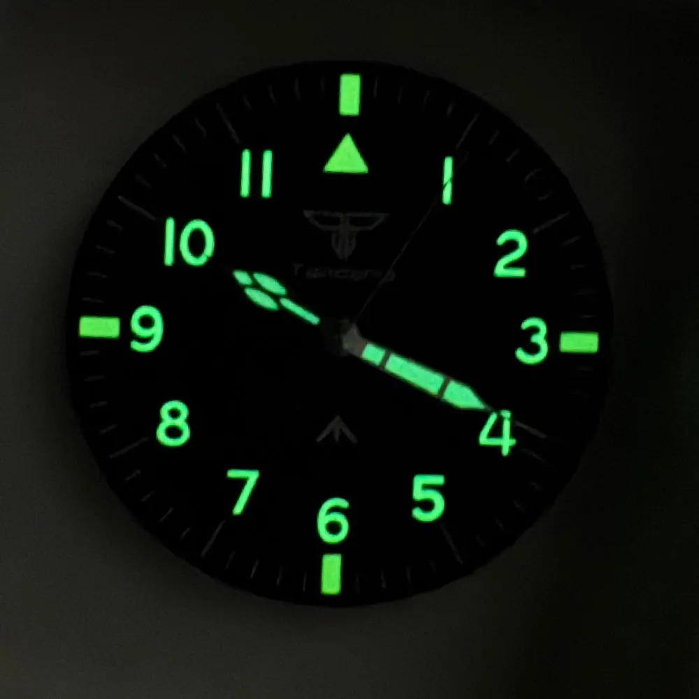 20ATM Tandorio New 39mm Titanium/Stainless Steel Pilot Sapphire Glass VH31 Sweep Second Quartz Movement Retro Men Watch Luminous
