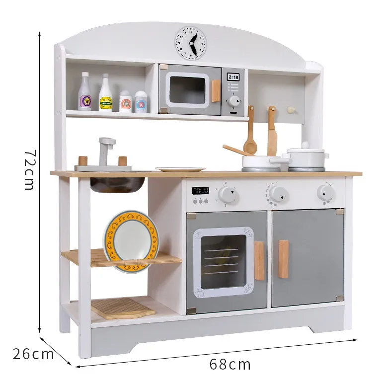 Children's Wooden Pretend Play Kitchen Toy Set for Kids Educational Role Play