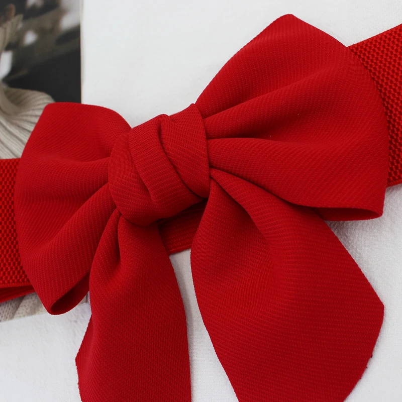 Fashion Women Big Bow Waistband Elastic Wide Stretch Waist Belt Belts Straps For Girls Clothes Dress Belt Waistband Accessories