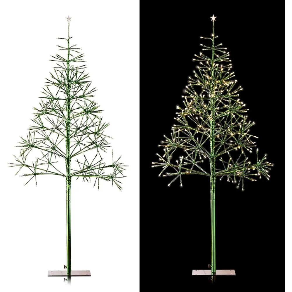 

53" H Indoor/Outdoor Artificial Christmas Tree With LED Lights Green Freight Free Decorations Festive Party Supplies Home Garden