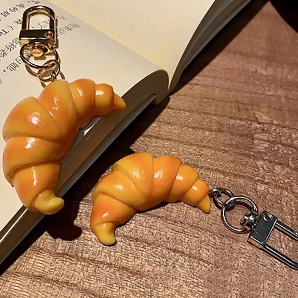 Funny Croissant Keychains Children Gifts Cartoon Toy Keyring Simulation Food-Toy Creative Cute Food Model Pendant Backpack Decor