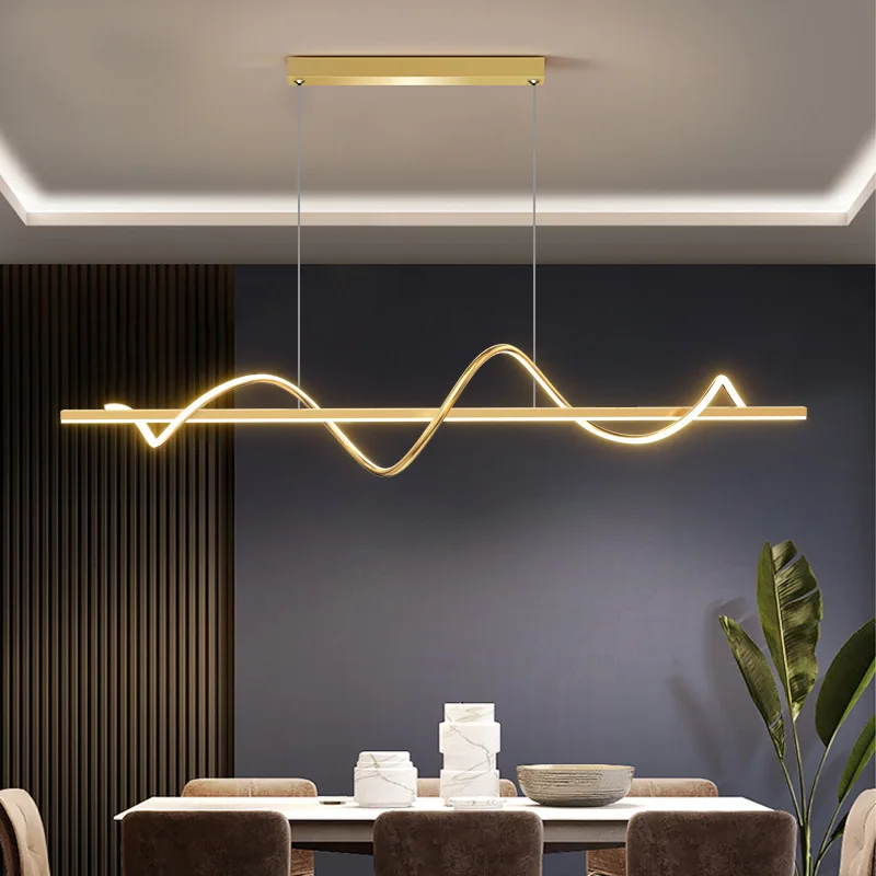 

Spiral Long Restaurant Chandelier Modern Simple and Light Luxury Nordic Dining Bar Counter Italian Designer Dining Table