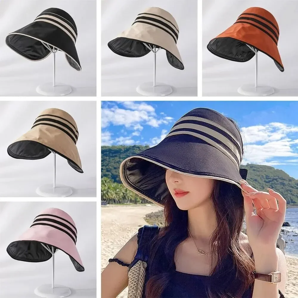 Women's Summer Hat Female Outdoor Beach UV Protection Breathable Empty Top Hats Lady Foldable Hollow Scallop Cap