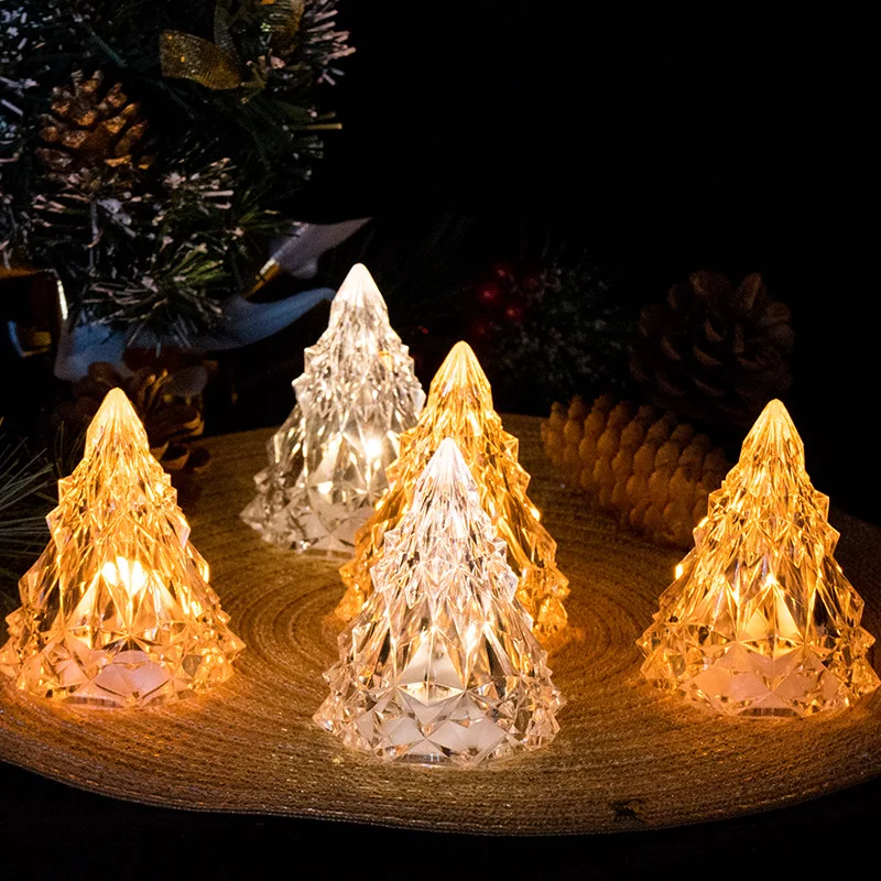 

Flameless LED Electronic Candle Light Christmas Tree Shape LED Candle Eve Crystal Light Atmosphere Light Wedding Party Decor