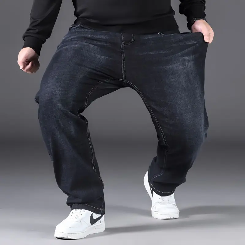 

2023 New Oversized Jeans Men Spring and Autumn Loose Straight Plus-Sized Plus-Sized Casual Men Clothing Long Pants