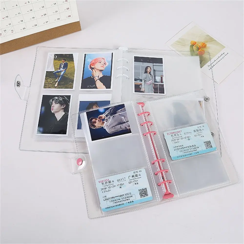 A5 A6 Transparent PVC Loose-Leaf Notebook Cover Folder Macaron Color 6 Ring Binder Diary Journal Planner School Stationery