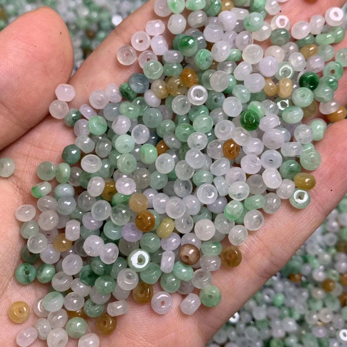 Myanmar Jade Jadeite A Goods Ice Three-color Abacus Beads Jade Crafts DIY Loose Beads Can Be Used As Accessories