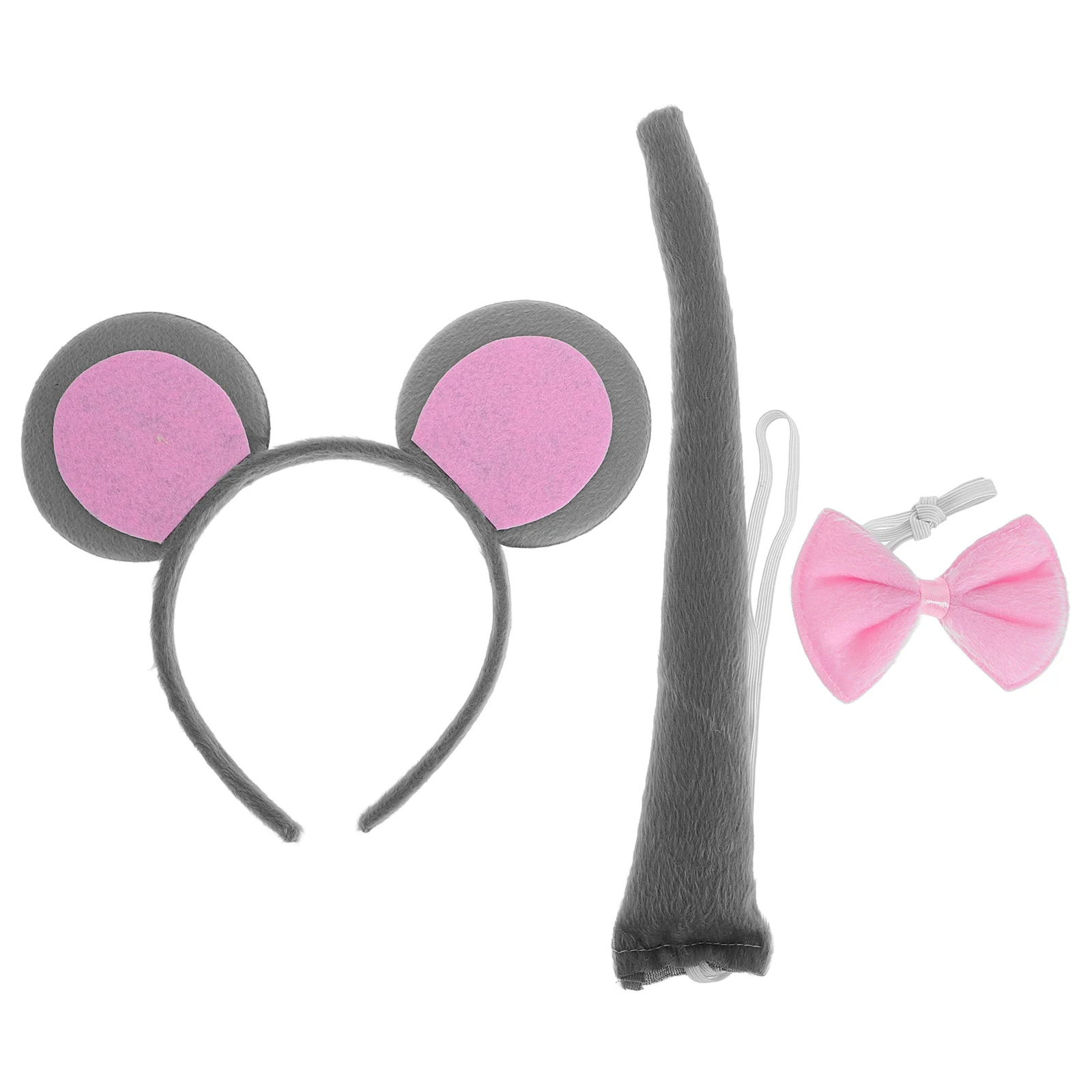 

3Pcs Mouse Headband Halloween cosplay Mouse Costume Set Tail and Bow Tie Cartoon Animal Wear Fancy Dress kids stage perform prop