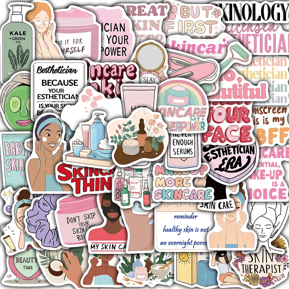 50PCS Skin Beauty Stickers Stickers Cartoon Waterproof Luggage Decoration Aesthetic Phone Stationery Gift Cool Decals Sticker