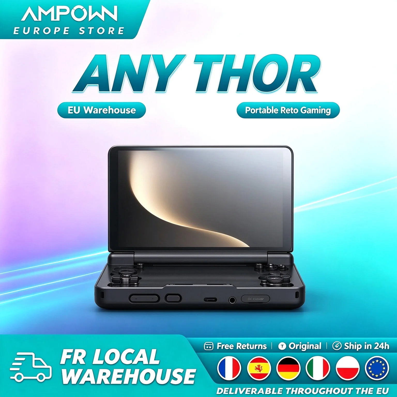 Console portatile a conchiglia ANY, con processore Snapdragon 8 Gen 2, uscita video 4K, Qualcomm Snapdragon 8 Gen 2, batteria da 6000 mAh, ricarica rapida da 27 W, console per giochi retrò, ideale