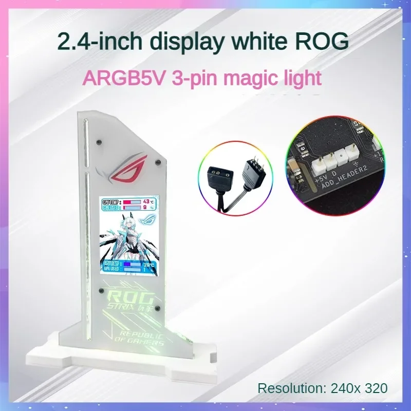 

2.4 inch LCD Display Graphic Video Card Bracket VGA Holder Support RGB CPU GPU RAM Monitor AIDA64 for PC Gamer Cabinet