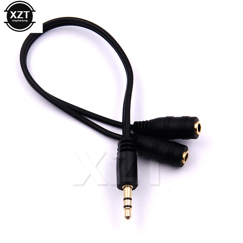 Rozdzielacz słuchawkowy Y 3.5mm 1 męski na 2 żeński przedłużacz Audio Stereo do słuchawek mikrofon Spliter pozłacany Adapter