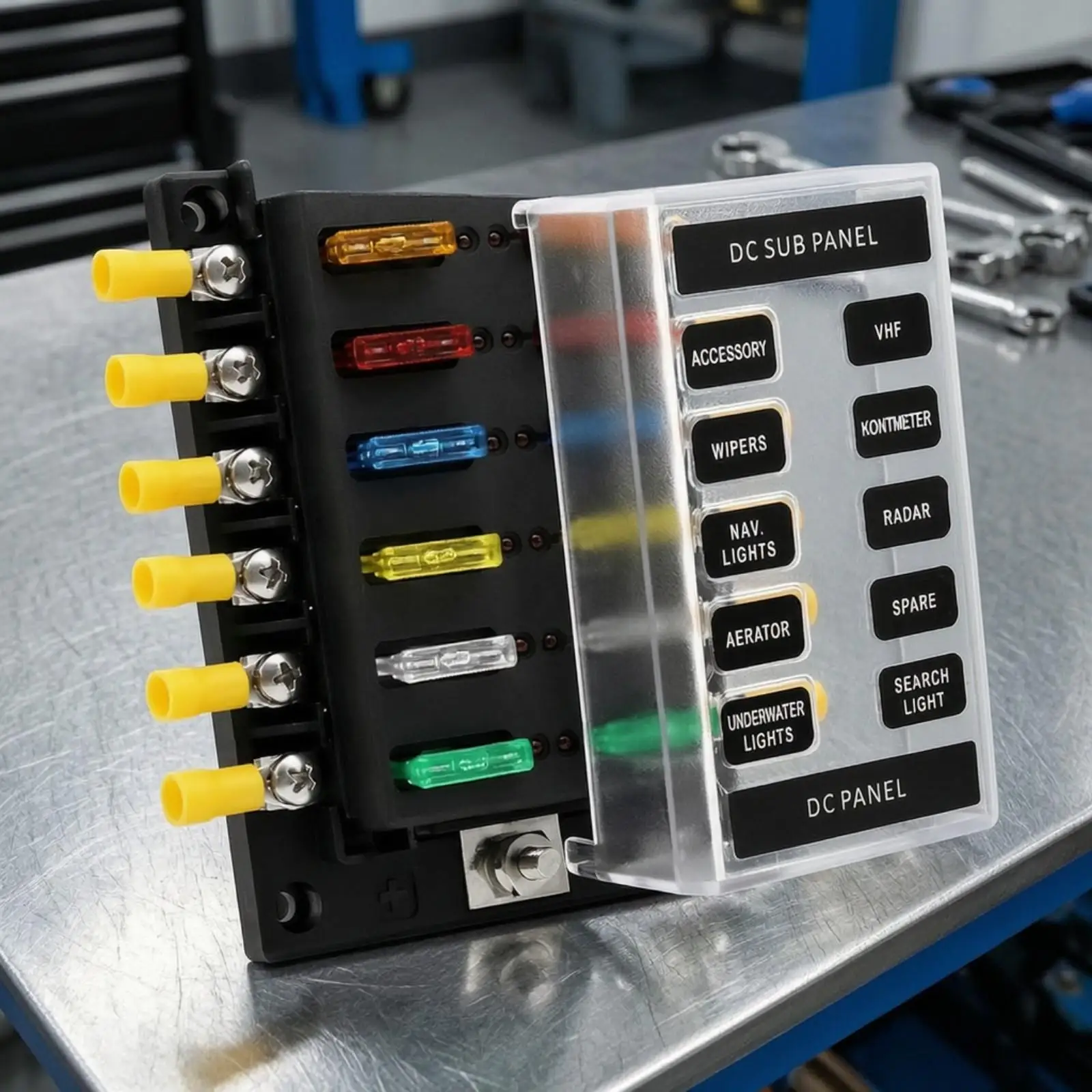 12-Circuit Blade Fuse Holder 12V DC Fuse Block with Bus Conductive Rails Electrical Component 100 Amp Easy to Install