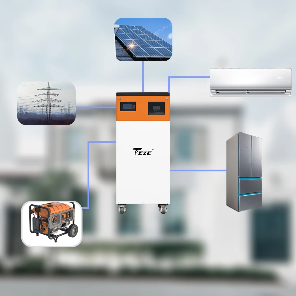 TEZE-統合されたBMSを備えたオールインワンのソーラーパワーウォール,エネルギー貯蔵,LiFePo4バッテリー,51.2v,150ah,7.5kwh,5kwインバーター