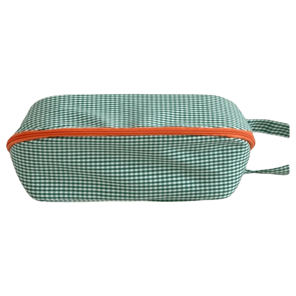 Pillow Shaped Travel Cosmetic Bag Large Capacity Multi-functional Makeup Organizer Bag Plaid Checkered Large Opening