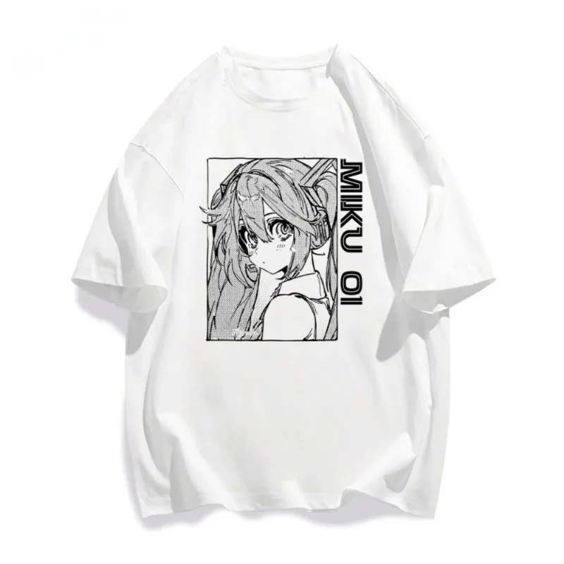 

Hot In Summer Hatsune Miku White Cotton Short Sleeved T-Shirt, Adult Children's Plus Size Fashionable Casual Sweatshirt gift