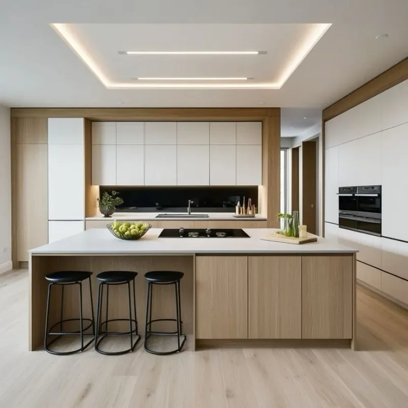 Complete Set of Melamine Kitchen Cabinets and Countertops Package